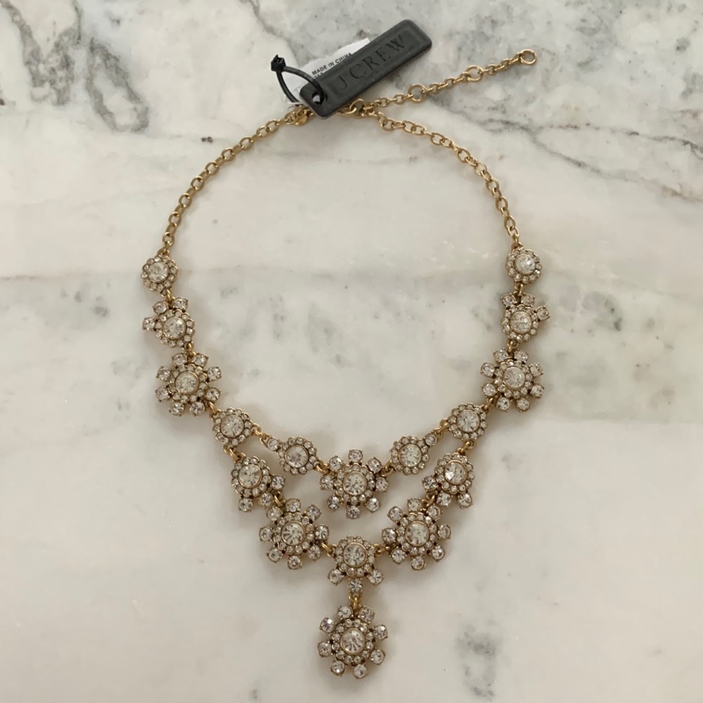 J. Crew Crystal Flower Necklace